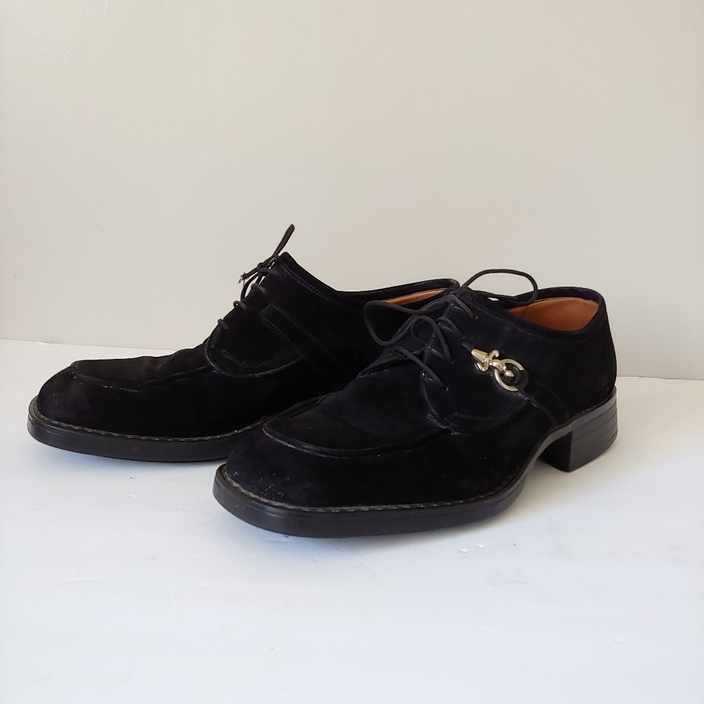 Cesare Paciotti Suede Lace Up Oxfords Loafers Black Size 7
